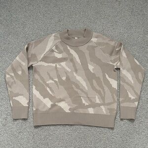 Athleta Ladies Taupe and Cream Crewneck Sweater